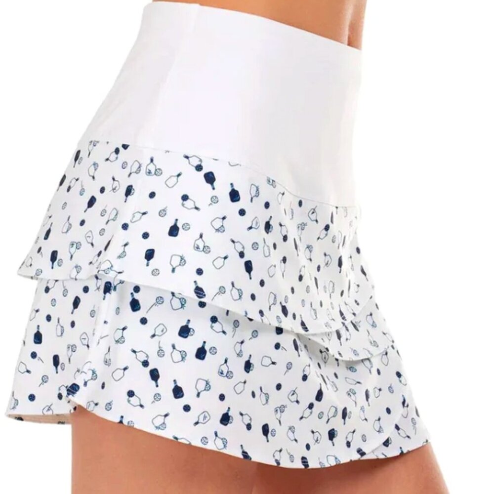 Lucky in Love White Skort with Navy Tennis Racket Print